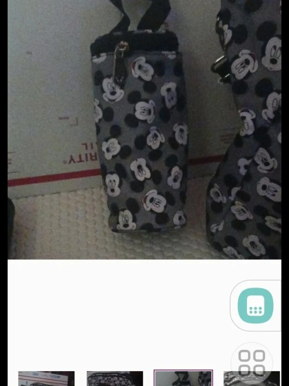 Gray Mickey Print Crossbody Tote Bag With Bottle Carrier